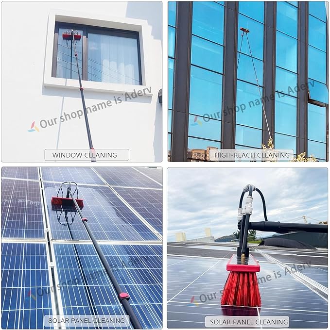 Extendable 3.6-6M Window Cleaning Pole with 35cm Water Fed Brush Telescopic Solar Panel Cleaner Kit for Conservatory Roofs Efficient Window Washing Equipment