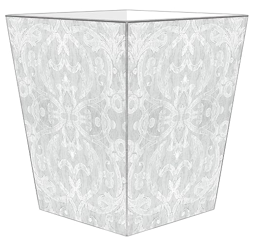 Antique Silver Damask Wastepaper Basket