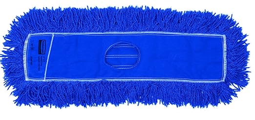Rubbermaid Commercial Products Twisted Loop Dirt Mop Head Replacement 24-Inch Blue Protective Fibers to Avoid Dirt Wet Mop for Floor Cleaning Office/School/Stadium/Lobby/Restaurant