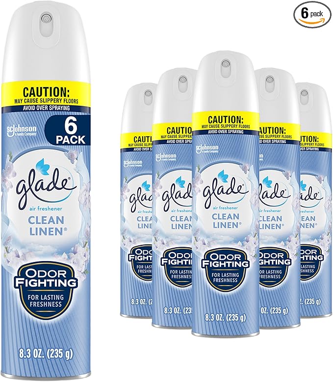 Glade Air Freshener Room Spray Clean Linen 8.3 oz 6 Count
