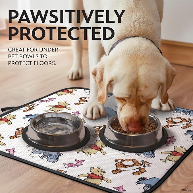 Disney Dish Drying Mats for Kitchen Counter (2 Pack) – 16 x 18 Absorbent Kitchen Drying Mats for Dishes – Mickey &amp Minnie Winnie the Pooh &amp Stitch Dish Mats