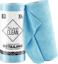 Fantasticlean XL Tear-Away Microfiber Cleaning Cloth Roll 16'' by 16''- 36 Sheets Thick &amp Large Detailing Towels Ultra Absorbent Lint-Free Reusable Wipes for All-Around Cleaning (Glossy Blue)