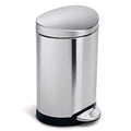 simplehuman 6 Liter / 1.6 Gallon Semi-Round Bathroom Step Trash Can Brushed Stainless Steel