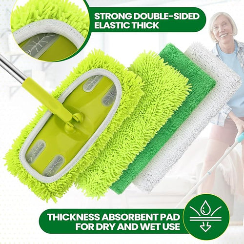 18 Pack Reusable Microfiber Mop Pads Refills Compatible with Swiffer Sweeper Dry Sweeping Cloths for Wet and Dry Sweeping Mop Head Replacement for Household Cleaning