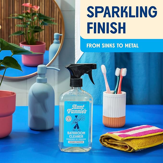 Aunt Fannie's All Purpose Bathroom Cleaner Vinegar Spray for Shower Tub Toilet Tile Sink and Fixtures 16.9 Ounces (Pack of 6)