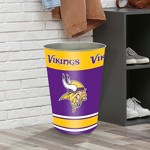 FANMATS NFL - Minnesota Vikings Wastebasket | Purple | 15x10.5x10.5 | Primary Logo Helmet &amp Wordmark