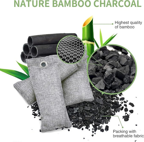 16 Pack Bamboo Charcoal Air Purifying Bag Activated Charcoal Bags Odor Absorber Moisture Absorber Natural Car Air Freshener Shoe Deodorizer Odor Eliminators For Home Pet Closet (16x50g)