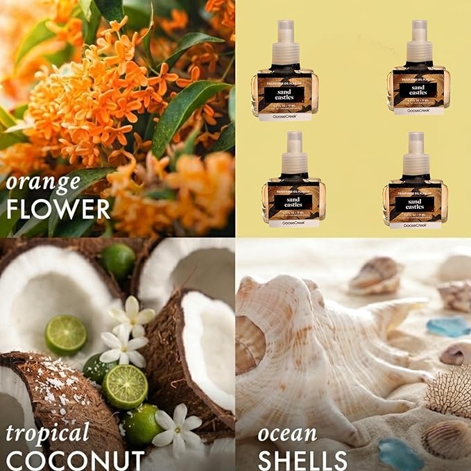 Sand Fragrance Oil Plug-In 0.5 FL OZ Orange Flower Tropical Coconut Ocean Shells