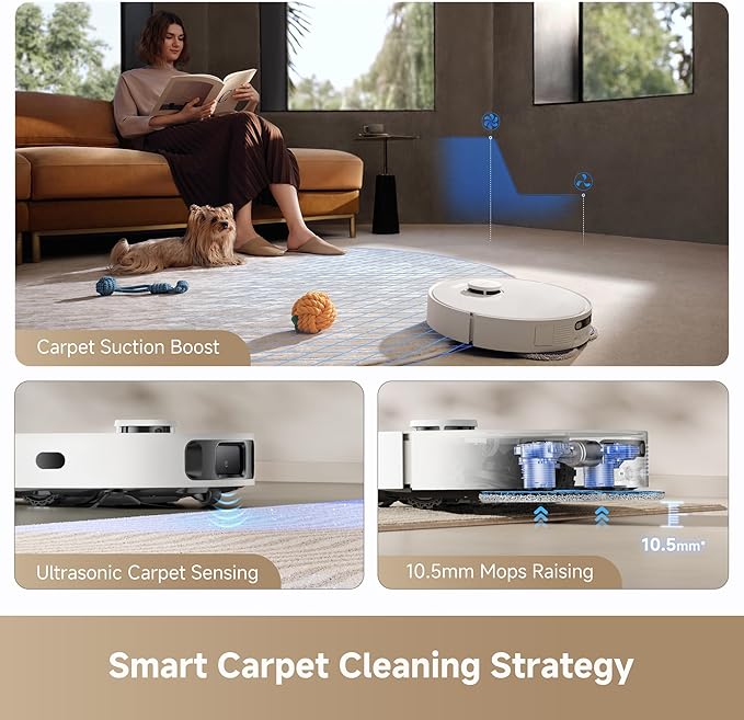 DREAME L40s Ultra CE Robot Vacuum and Mop Combo with Self-Emptying Dock 13000Pa Suction Mop Self-Cleaning and Auto-Raising Ultrasonic Carpet Sensing Ideal for Pet Hair Carpet and Hard Floors