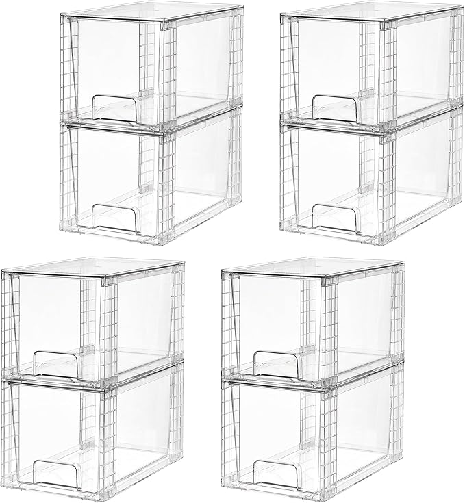Vtopmart 8 Pack Large Stackable Storage DrawersClear Acrylic Drawer Organizers with Handles Easily Assemble for Fridge BathroomKitchen UndersinkCabinetPantry Organization and Storage