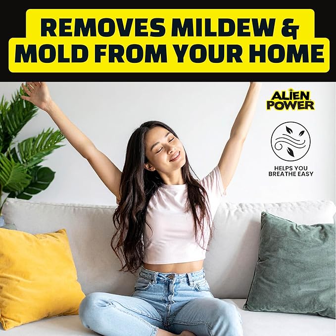 Alien Power Instant Stain Remover Spray for Mold and Mildew and Grout All Purpose No-Scrub Cleaner for Bathroom &amp Household Surfaces Tiles Wall &amp Washing Machines - 3 Packets (Makes 72 Fl O