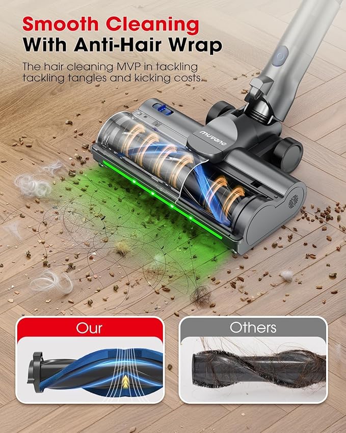 Cordless Vacuum Cleaners for Home G26 Vacuum Cleaner 45KPA Powerful Suction Up to 60 Minutes Tangle-Resistant Rechargeable Stick Vac with Wall Mount for Pet Hair Hardwood Floors