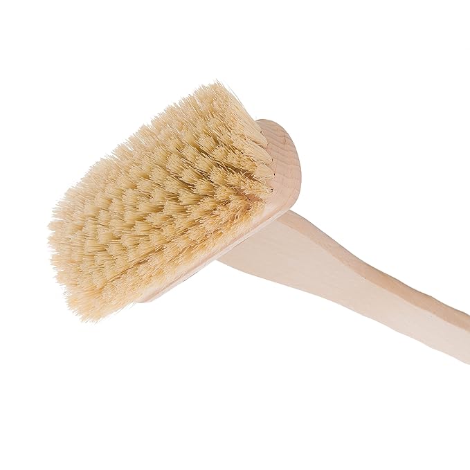 Redecker Tampico Fiber Bathtub Brush with Untreated Beechwood Handle 100% Made in Germany 10-5/8 inches Angled Design Natural Bristles are Heat-Resistant and Retain Shape Hanging Loop for Storage