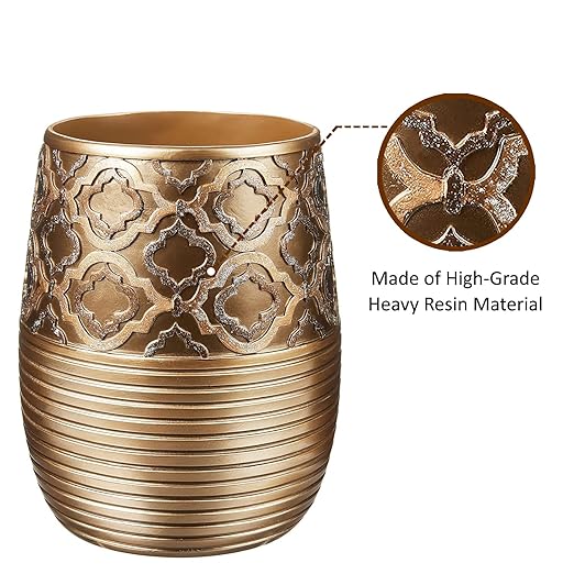 Zahari Home Decorative Trash Can for Bathroom Office &amp Bedroom - 2.1 Gallons Stylish &amp Small Trash Can for Dorms Desktop &amp Restroom - Chic Waste Basket for Compact Spaces Spindle