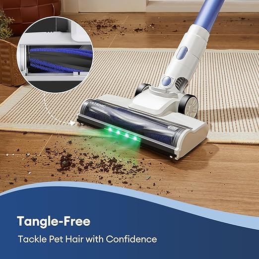 Ultenic U10 Ultra Cordless Stick Vacuum Cleaner 450W Motor 30KPa Suction Max 40mins Runtime Anti-Tangle Brush 1L Dustbin Capacity Stick Vacuum for Home Pet Hair Hardwood Floors and Carpets