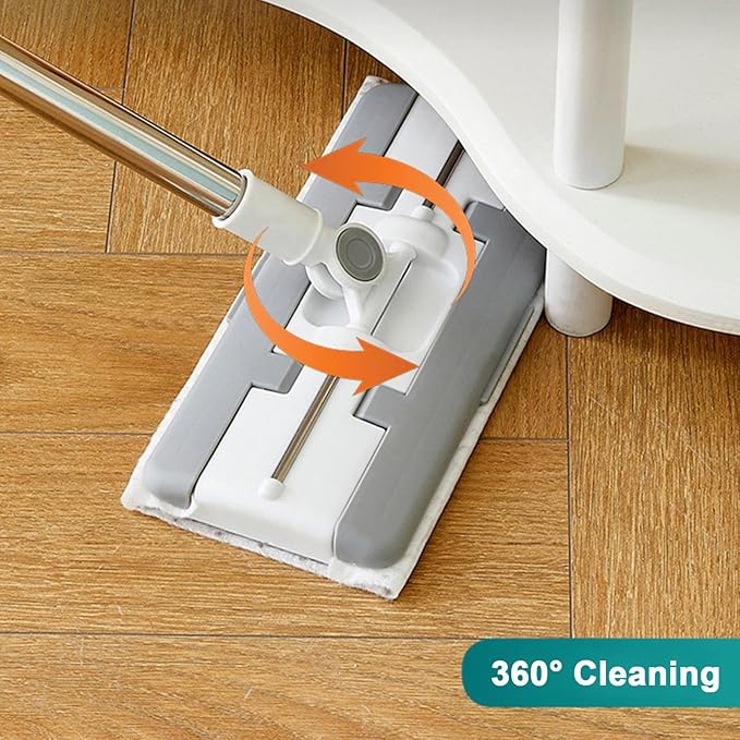 Mini Mop - Clip Design Desktop Mop | Zero Touch No Wash Mops 44 Inch Automatic Cloth Changing Cleaning Tool for Home Kitchen Bathroom Living Room Hardwood Tile Laminate Flooring Marble Floors