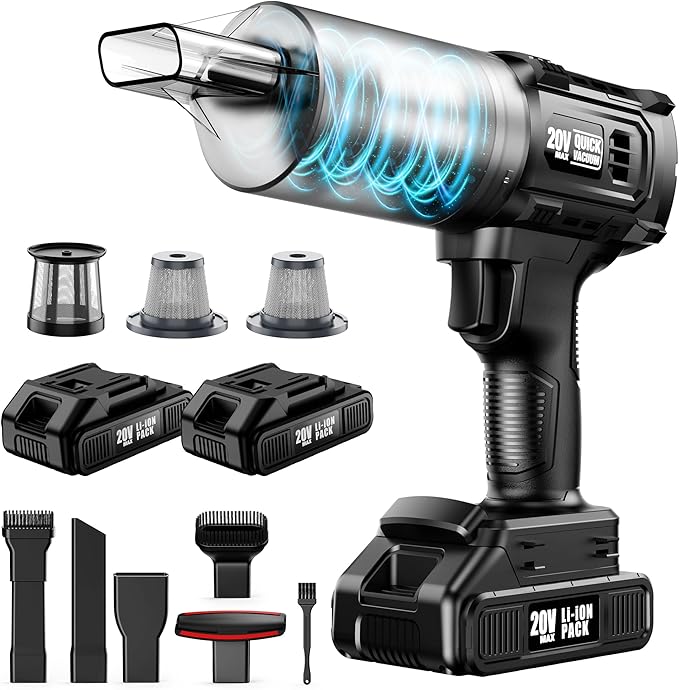 Car Vacuum Cordless 35000PA Strong Suction Handheld Vacuum with 2 Detachable Batteries 60Min Runtime Portable Vacuum Cleaner for Car Detailing Pet Hair Home Couch &amp Office 350ML XL Dust Cup
