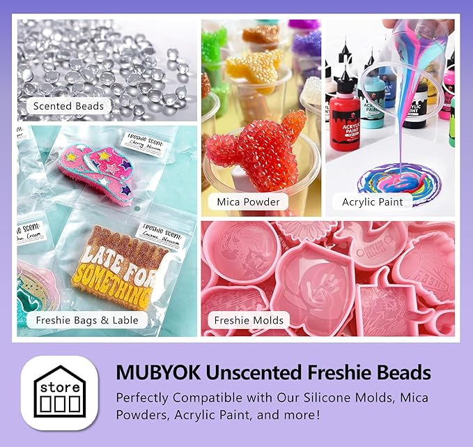 MUBYOK 5lb Premium Unscented Aroma Beads for DIY Car Freshies Eva Beads Bulk Supplies