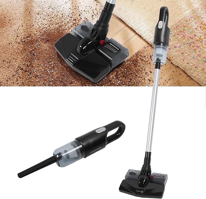 Cordless Vacuum Cleaner Powerful Suction Wet Dry Vacuum Cleaner with Mop 400ml Dust Box for Pet Hair (Black)
