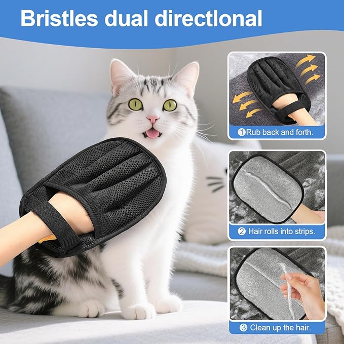 2Pcs Pet Hair Removal Glove for Cats &amp Dogs 2025 Newly Upgraded Five-Finger Electrostatic Pet Hair Gloves Reusable Pet Hair Remover Tool for Laundry Couch Carpet Car Seat