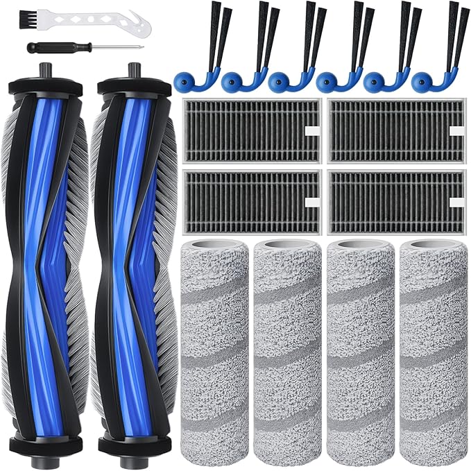 X11 Replacement Parts for Ecovacs Deebot X11 OmniCyclone X11 Pro Omni X11 Pro X11 Vacuum Robotic Parts with 2 Roller Brush4 Mop4 HEAP6 Side Brushes1 Screwdriver1 Clean Brush