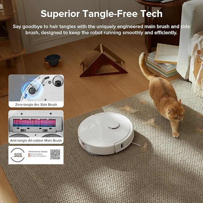 roborock Qrevo Series Robot Vacuum and Mop 8000Pa Suction Upgraded from Qrevo S Anti-Tangle Brush Smart Obstacle Avoidance Auto Mop Washing All-in-One Dock 200RPM Spinning Mops White(QV 35A)
