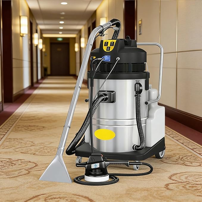 Commercial Carpet Cleaning Machine Automatic Carpet Dust Remove Machine with 1034W Motor Stainless Steel Body for Hotel Office Home Long Hose &amp 6 Tools for Deep Cleaning 40L
