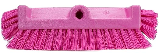 SPARTA 40422EC26 Floor Scrub Brush Head Multi-Level Dual Surface Plastic Block with Side Bristles Crimped Polyester Threaded Handle Hole Ideal for Wide and Tight Spaces BPA Free 12 Inches Pink