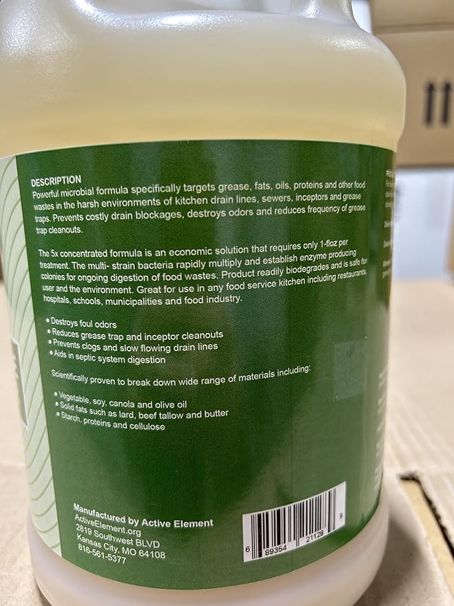 Drain and Grease Trap Maintainer- 1 Gallon (128 Treatments) - Biological Formula - Breaks Down Fats Oils and Grease - Grease Trap Treatment Drain Deodorizer Septic Sewers