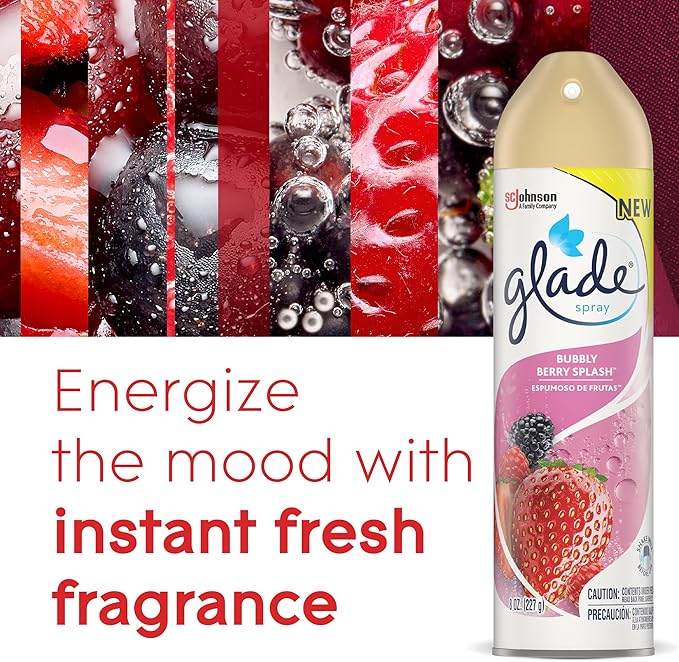 Glade Air Freshener Room Spray Bubbly Berry Splash 8 Oz 12 Count