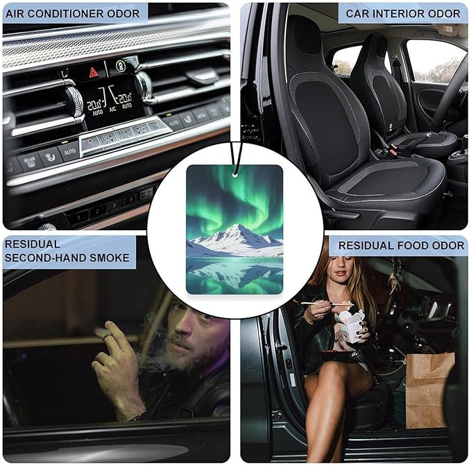 5PCS Car Air Freshener Hanging Personalized Double Sided Snow Lakes Car Fresheners Long Lasting New Cars Scents Cute Automotive Freshies for Closets Drawers (tea)