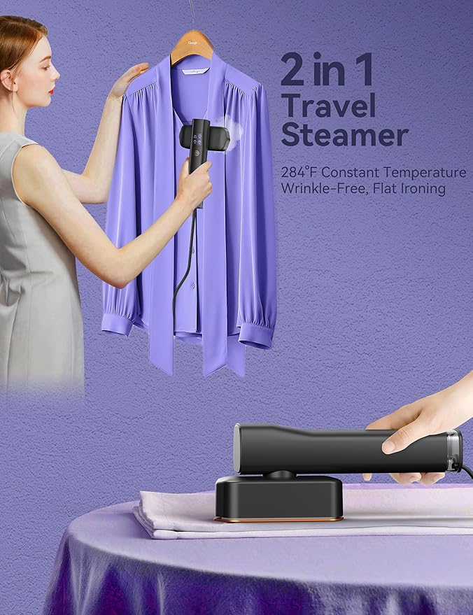 Steamer for ClothesSundu Portable 2-in-1 Travel Steamer&ampIron15s Fast Heat-up100ml Water TankIroning Gloves25 Min Powerful Continuous Steam1200W&amp4 Modes Light Steam Iron for Travel&ampHo