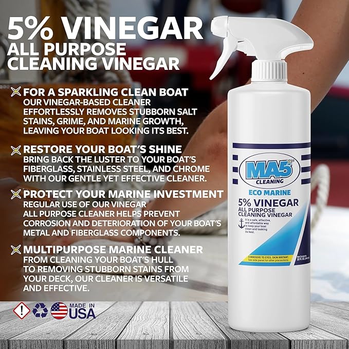 MA5x EcoMarine 5% Vinegar All Purpose Boat Cleaning Vinegar | Biodegradable Safe Boat Cleaner | Multi-Surface Marine Cleaner