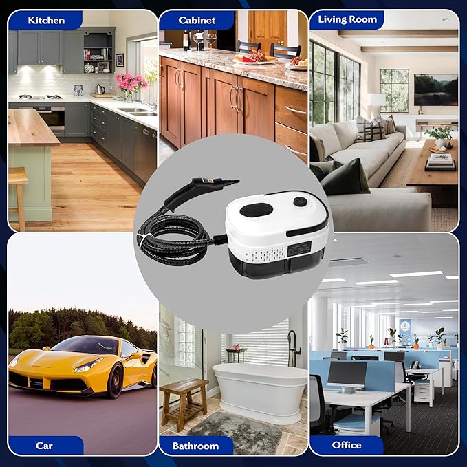 Hand Held Cleaning Steamer - Portable Handheld Steam Cleaner Machine for House Home Car Auto Automotive 3-Level Adjustable 2500W 1.2L Large Capacity High Temperature Steamer
