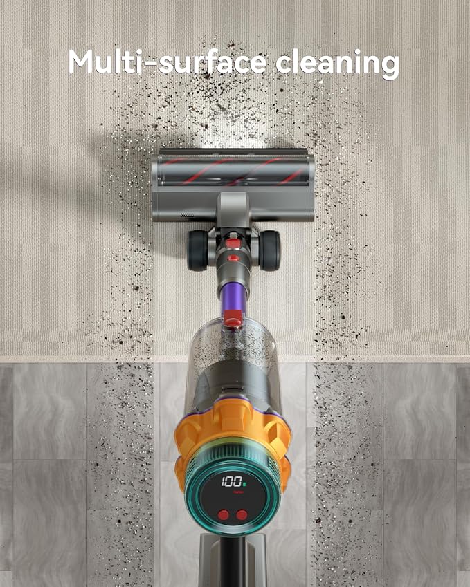 Cordless Vacuum Cleaner 55KPA 650W 65Mins Extra-Large Dust Cup Cordless Stick Vacuum Rechargeable Vacuum Cleaner with Self-Standing Vacuum Cleaners for Home Hardwood Floor Carpet Pet Hair