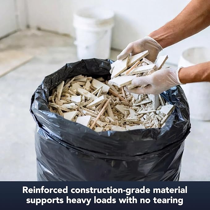 Contractor &amp Industrial Bags 42 Gallon Extra Thick 3MIL Heavy Duty with Tie Flaps 32.75 x 45.13 32 Count For Construction Industrial &amp Outdoor Waste