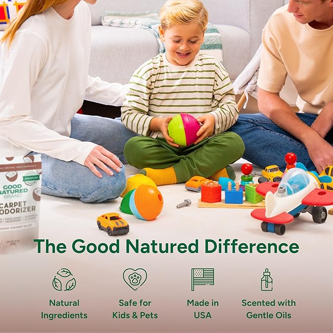 Good Natured Brand | Carpet Deodorizer &amp Freshener Powder | 31 oz Pet Odor Eliminator for Strong Odor &amp Pet Urine | Fresh Natural Mahogany Coconut Bliss Scent | Safe for Homes with Pets
