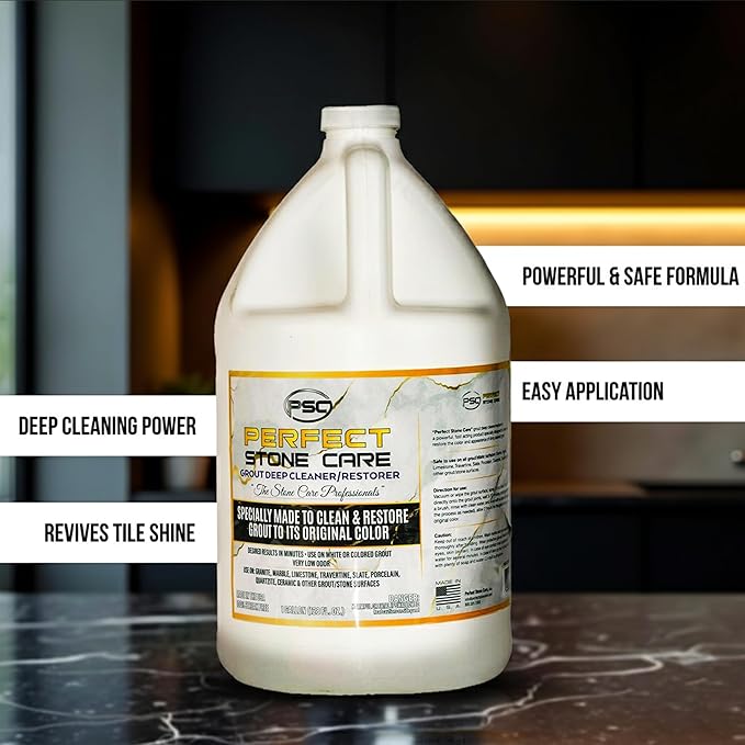 PSC Grout Cleaner and Restorer for Tile Refill Granite Marble and Porcelain Deep Tile Cleaner Safe Ingredients Effective Formula - 128 oz