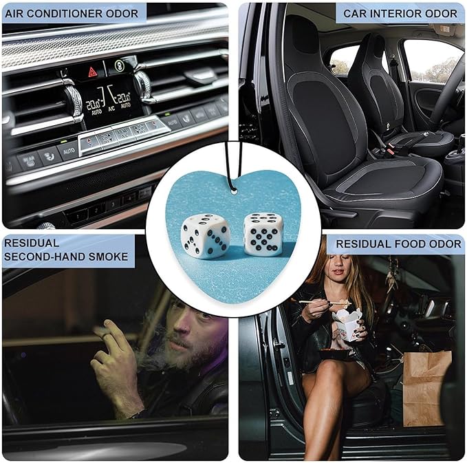 Car Air Freshener 5 Pcs Two White Dice Car Aromatherapy Tablets Hanging Fragrance Diffuser Quickly Eliminate Odors Pendant Decor for Car Bedroom Wardrobe Black