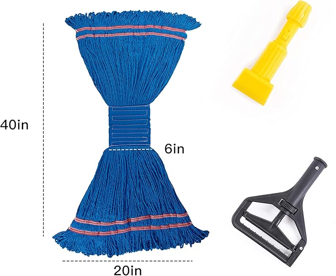 Matthew Cleaning Microfiber String Mop Heavy Duty Commercial Wet Mop Head ReplacementExcellent AbsorbencyPremium LaunderabilityReusable for HomeCommercial and Industrial Use(Blue3Pack)