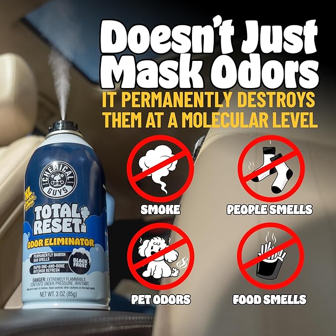 Chemical Guys Odor Eliminating Fogger 3 Pack – Black Frost Scent 3 Oz Each – Set-and-Forget System to Remove Smoke Pet Gym and Food Odors in Cars Trucks SUVs
