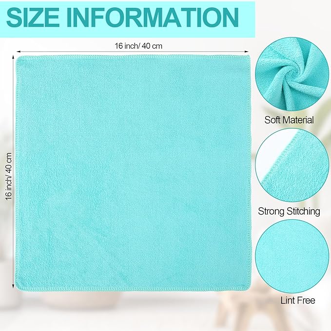 Nuenen Cleaning Cloths for Cars 16 x 16 Inch Ultra Absorbent Towels Drying Microfiber Reusable Cleaning Supplies House Kitchen Window Microfiber Towel(Teal Blue60 Pcs)