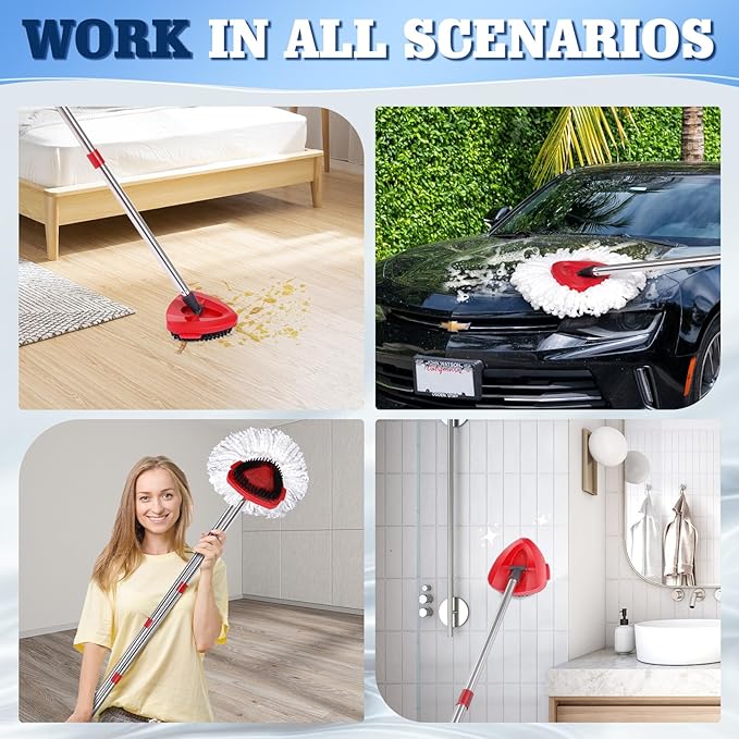 4 Packs Spin Mop Replacement Heads Compatible with Oceda EasyWring 1-Tank System 30-58 Mop HandleScrub Brush and Base Combo SetMop Refills Easy to Replace and Cleaning (White1-Tank)