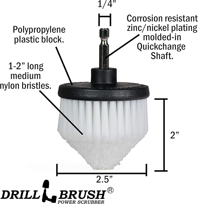 Drillbrush Multipurpose Cleaning Brush Set - Drill Brush Attachments for Cleaning Grout Tile Shower Car Seats Brick Stone Fiberglass Griddles and More - Truck/Car Detailing Drill Attachment