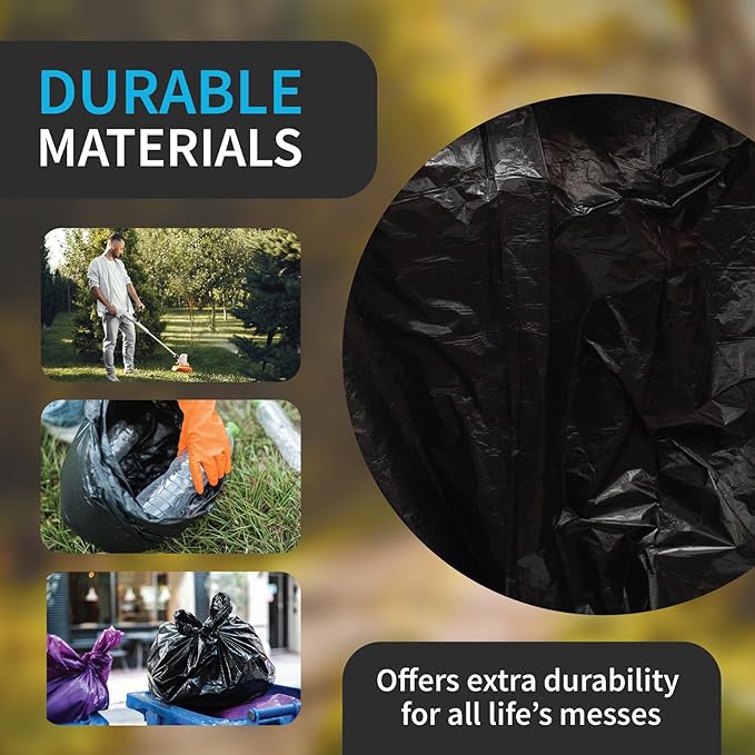 Black Trash Bag Heavy Duty 20-30 Gallon Bag for Kitchen and Bathroom Unscented 1.5 Mil Commercial Coreless Rolls Can Liner 29 x 36 Office/Industrial Use Easy-to-Use 100 Ct