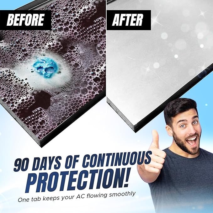 Air Pure Drain Pan Tabs - 48 Flow Treatment Tablets for HVAC &amp AC Condensate Pan Treatment | Prevents Overflow Cleans Drain Lines &amp Eliminates Odors