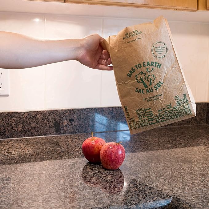 Bag to Earth -Kitchen Food Waste Bag Set of 2 - Compostable Leak-Resistant 3.0 Gallons 60 Count