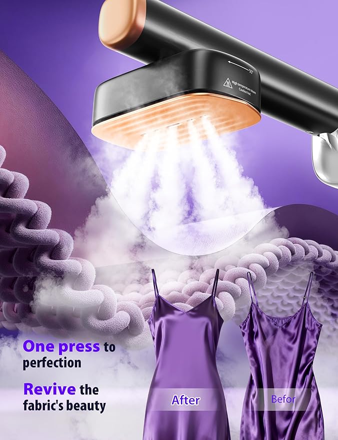 Steamer for Clothes Portable Handheld Garment Steamer15s Fast Heat-up180ml TankSteamer Ironing Gloves35 Minutes of Continuous Ironing for Travel and Home(Black Gold)