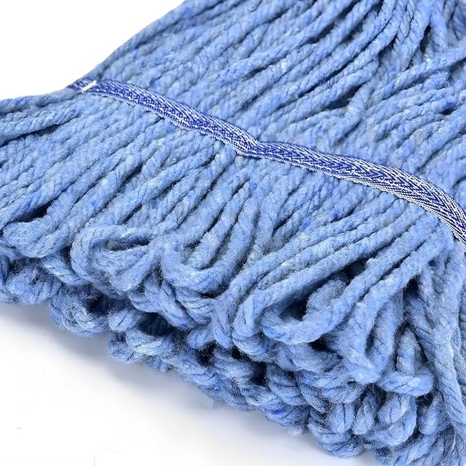 Matthew Cleaning Heavy Duty Mop Head Commercial Grade Replacement for General and Floor Cleaning Wet Industrial Blue Cotton Looped End String Head Refills (Case of 36) Blue