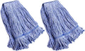 String Mop Heads Replacement Heavy Duty Commercial Grade Blue Cotton Looped End Wet Industrial Cleaning Mop Head Refills (2 Large)
